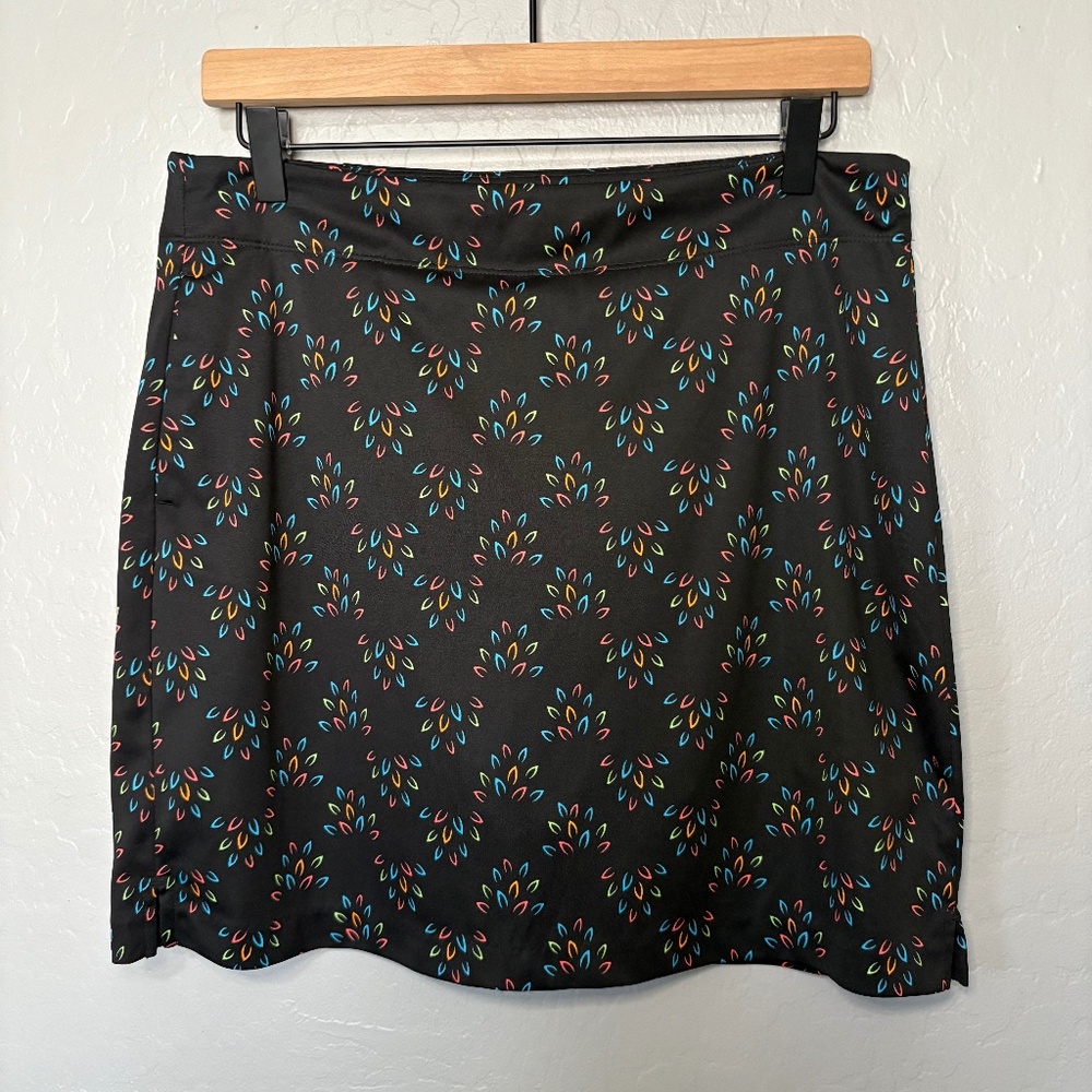 Greg Norman‎ Golf Tennis Skirt Skort Black with Multi Color Design Small